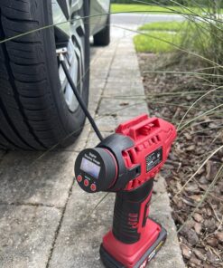 AVID POWER Tire Inflator Air Compressor, 20V Cordless Car Tire Pump with Rechargeable Li-ion Battery, 12V Car Power Adapter, Digital Pressure Gauge 1-red 38 81yKbcrfg0L