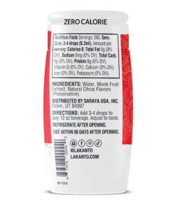 Lakanto Liquid Monk Fruit Extract Drops - Zero Calorie, Zero Sugar, Keto Drink Sweetener, Sugar Substitute, On the Go, Tea, Coffee, Water, Smoothies, Other Drinks (Original - 1.76 fl oz - Pack of 1) Original 1.76 Fl Oz (Pack of 1) 13 81yKmFJXXsL