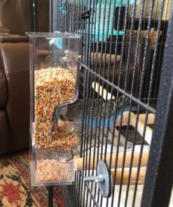 No Split Bird Seed Feeder for Cage,Parrot Automatic Foraging Systems Food Feeding Station with Perch,Heavty Acrylic,One-Step Moulding 36 81yLvkcZdCL