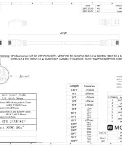 Monoprice Cat5e Ethernet Patch Cable - 50 Feet - Purple | Network Internet Cord - RJ45, Stranded, 350Mhz, UTP, Pure Bare Copper Wire, 24AWG 50ft 5 81yM84NGlhL