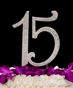 Ella Celebration 15 Cake Topper 15th Birthday Anniversary Quinceañera Party Supplies Rhinestone Number Decoration (Silver) Silver 25 81yMRnUPQ7L
