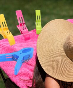 ESFUN 16 Pack Beach Towel Clips Holder for Pool Chairs on Cruise-Jumbo Size,Plastic Clothes Pegs Hanging Clip Clamps to Keep Your Towel from Blowing Away,Fashion Bright Color 16pcs 25 81yNGHAgrRL