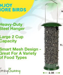 Premium Steel Sunflower Seed and Peanut Feeder, 9.5" Tall, Wild Bird Feeder for Woodpeckers, Titmice, Nuthatches, Chickadees, Jays and More, Gifts for Mom, for Women, Gifts for Dad 9.5 inch 22 81yNWOhyBxL