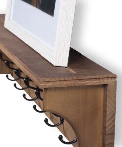 brightmaison Mante Entryway Organizer with Key Holder and Coat Rack, 6 Hooks For Hanging Face Masks, 30" Wood Walnut 19 81yNhZz0mqL