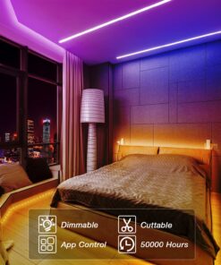 VOLIVO 100ft RGB Led Strip Lights, Color Changing Led Light Strips Kit with 44 Keys IR Remote Control, Led Lights for Bedroom, Room, Home Decoration Ultra Long RGB 5050 Led Strips 100 ft 18 81yO78Xo8UL