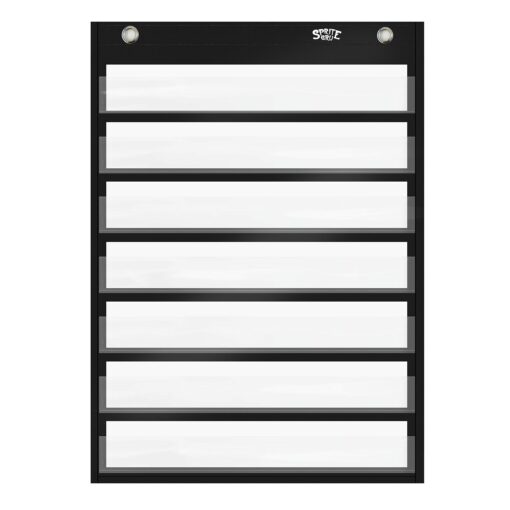 Magnetic Pocket Chart with 10 Dry Erase Cards for Standards,Daily Schedule,Activities,Class demonstrations (Black) Black