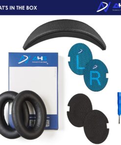 AHG Replacement QC15 Ear Pads & QC15 Headband Pad Compatible with Bose QuietComfort 15 (QC15) & QuietComfort 2 (QC2) Headphones - Soft, Great Comfort + Durability, Protein Leather (Black) 31 81yQilFXcxL 1