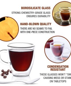 Eparé Glass Espresso Cups - Set of 4 Double Walled Espresso Cups with Handle - 2 oz Single Shot Latte Glasses Cup - Clear Double Insulated Coffee or Cappuccino Mug 17 81yQt8 AZjL