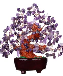 Parma77 Amethyst Crystal Tree, Purple Healing Crystals Gemstones Bonsai Money Tree, Purple Room Decor Cubicle Office Desk Decor for Women, Feng Shui Wealth and Luck Spiritual Gifts for Women 26 81yRR 68pDL