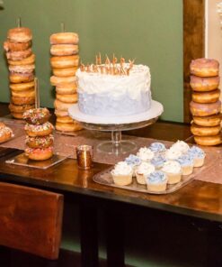 Darice Victoria Lynn Clear, 5 Piece Set with Two 10” and Three 15 Display Treats at Weddings, Showers and Other Ev Acrylic Donut Stands 32 81yThaUThjL