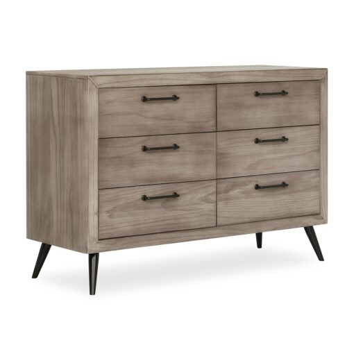 Evolur Stilnovo Mid Century Double Dresser, Windsor Oak Grey, 52x18x35 Inch (Pack of 1)