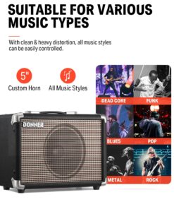 Alternative view of Donner 10W Guitar Amplifier, Electric Bass Guitar Amp Protable with APP Effector Input for Recording，Acoustic Guitar Combo Practice Amp Protable M-10 with Distortion Tone for Heavy Music Player M-10/10W