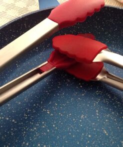 StarPack Basics Silicone Kitchen Tongs (9-Inch & 12-Inch) - Stainless Steel with Non-Stick Silicone Tips, High Heat Resistant to 480°F, For Cooking, Serving, Grill, BBQ & Salad (Cherry Red) Basic (Heat Resistant 480°F) Cherry Red 28 81yZelnzVL