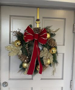 National Tree Company Pre-Lit Artificial Christmas Wreath, Green, Elegance, White Lights, Decorated with Pine Cones, Berry Clusters, Ball Ornaments, Christmas Collection, 24 Inches 24 Inch Wreath with 50 Battery-Operated Warm White LED Lights 25 81yaLAPxQHL