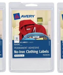 Avery No-Iron Clothing Labels, White, Assorted, Pack of 45 (40700) (3, white)
