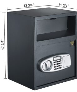 Electronic Safe Deposit Box - Drop Safe with Digital Keypad and 2 Manual Override Keys for Business Cash Drops or Home Safety by Paragon Safes (Black) Single Door 9 81yauAJ1QL