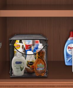 Sorbus® Cabinet Organizer Drawers— Mesh Storage Organizer with Pull Out Drawers—Ideal for Countertop, Cabinet, Pantry, Under the Sink, Desktop and More (Black 1 Drawer) Black 13 81ybFZydXeL