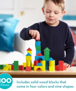 Alternative view of Melissa & Doug Wooden Building Set - 100 Blocks in 4 Colors and 9 Shapes 100-Piece