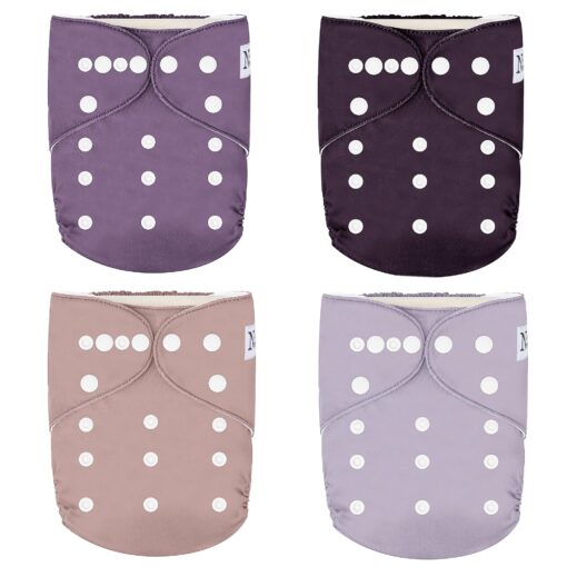 Amethyst 4-Pack Cloth Pocket Diapers with 4 Bamboo Inserts Amethyst