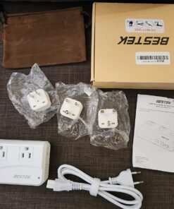 BESTEK Universal Travel Adapter 100-220V to 110V Voltage Converter 250W with 6A 4-Port USB Charging 3 AC Sockets and EU/UK/AU/US/India Worldwide Plug Adapter (White) 01 EU Plug White 31 81yd9qMpZzL