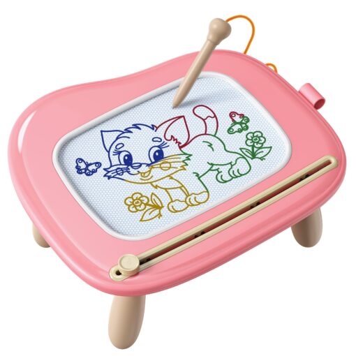 KOKODI Toys Gifts for 1 2 3 Years Old Girl, Sturdy Magnetic Drawing Board Sketch Doodle Pad, Educational Learning Birthday Christmas Gifts Stocking Stuffers Kids Toddler - Left Hands Friendly Pink