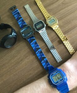 Digital Sports Watch Men's Women Water Resistant Outdoor Stainless Steel Band Electronic Square LED Back Light Wristwatch Gold 1123 34 81yfPv08ADL