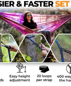 Alternative view of Foxelli Hammock Straps XL – Camping Hammock Tree Straps Set (2 Straps & Carrying Bag), 20 ft Long Combined, 40+2 Loops, 2000 LBS No-Stretch Heavy Duty Hammock Suspension System Kit