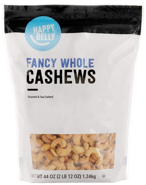 Amazon Brand - Happy Belly Fancy Whole Cashews, Roasted & Sea Salted, 2.75 Pound (Pack of 1) 2.75 Pound (Pack of 1)