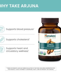 Himalaya Organic Arjuna Herbal Supplement, Cardiovascular Support, Blood Pressure Maintenance, Heart Health, USDA Certified Organic, Non-GMO, Vegan, 700 mg, 60 Plant-Based Caplets, 60 Day Supply 1 13 81yiIwXZZAL