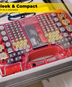 Ontel Battery Daddy - Battery Organizer Storage Case with Tester, Stores & Protects Up to 180 Batteries, Clear Locking Lid, As Seen On TV Original - 180 Batteries 33 81yj7xNQC3L 1