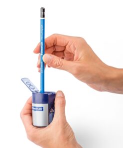 Staedtler 512 001 ST Double-hole Tub Pencil Sharpener 1-2/3 L x 2-1/4 W x 1-2/3 H in Blue, Silver 22 81yjFfbyLCL