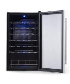 NewAir Compressor Wine Cooler Refrigerator in Stainless Steel | 33 Bottle Capacity | Freestanding or Built-In | UV Protected Glass Door with Lock and Handle 22 81yjaol rPL