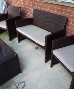 Best Choice Products 4-Piece Outdoor Wicker Patio Conversation Furniture Set for Backyard, Deck, Poolside w/Coffee Table, Seat Cushions - Brown Wicker/Beige Cushions Brown/Beige 40 81ylPnlh0uL