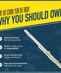 Mendini By Cecilio Flutes - Closed Hole C Flute For Beginners, 16-Key Flute with a Case, Stand, Lesson Book, and Cleaning Kit, Musical Instrument for Kids, Nickel with Gold Keys 13 81ym8rK8JpL