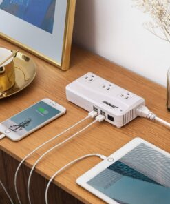 BESTEK Universal Travel Adapter 220V to 110V Voltage Converter with 6A 4-Port USB Charging and UK/AU/US/EU Worldwide Plug Adapter (White) white 27 81ymdrlTk0L