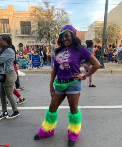 MARDI GRAS FURRY LEG COVERS Standard Size Purple / Yellow / Green 25 81yo9wSvObL