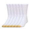 GOLDTOE Men's 656S Cotton Crew Athletic Socks, Multipairs Sport Large 6 White (6-pairs)