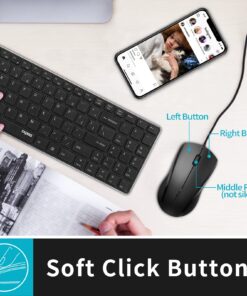 Rapoo Silent Wired Mouse, 1000 DPI 5ft Cord Quiet Button Optical Computer Mouse, Left Right Hand Use, for Laptop Chromebook Mac Notebook, Matte Black 21 81ypt9S0HL