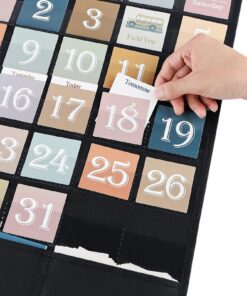 Godery Boho Calendar Pocket Chart for Classroom Cards Add-On School Supplies Teacher Decorations Bulletin Board Pre-K to 6th Grade, Black-1 Boho Black-1 16 81yqR5a87cL