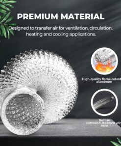 iPower GLDUCT8X25CX2 2-Pack 8 Inch 25 Feet Non-Insulated Flex Air Aluminum Ducting Dryer Vent Hose for HVAC Ventilation, 2 pack, 4 Clamps included 8 in 25 ft 10 81yrHravkUL