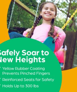 Jungle Gym Kingdom Swings for Outdoor Swing Set - Pack of 2 Swing Seat Replacement Kits with Heavy Duty Chains - Backyard Swingset Playground Accessories for Kids (Green) Green, 2 Pack Standard 26 81ytMwt2cmL 1