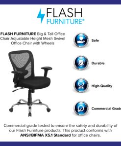 Flash Furniture Big & Tall Office Chair | Adjustable Height Mesh Swivel Office Chair with Wheels Black 19 81yu6bqCRL