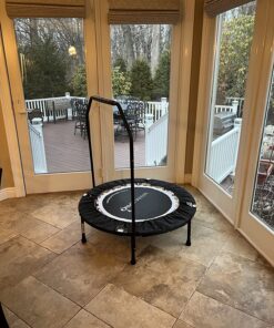 Maximus PRO Folding Rebounder USA | Voted #1 Indoor Exercise Mini Trampoline for Adults with Bar | Fitness & Weight Loss| Free Storage Bag, Resistance Bands, Online & DVD Workouts | Already Assembled 33 81yuhCtNanL