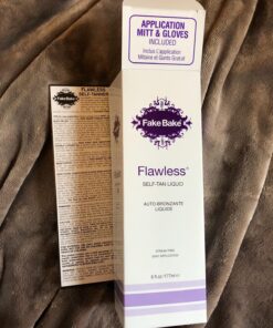Fake Bake Flawless Self-Tanning Liquid Streak-Free, Long-Lasting Natural Glow For All Skin Tones - Sunless Tanner with Professional Mitt For Easy Application, Black Coconut Scent - 6 oz (Pack of 2) multi 6 Fl Oz (Pack of 2) 31 81yunkV8izL