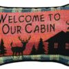 Manual Bear Lodge Throw Pillow, 12.5 X 8.5-Inch, Welcome to Our Cabin