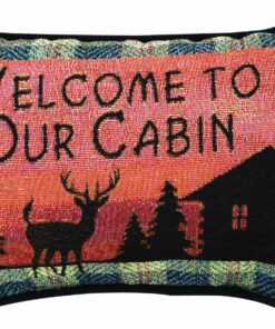 Manual Bear Lodge Throw Pillow, 12.5 X 8.5-Inch, Welcome to Our Cabin