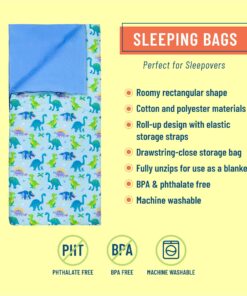 Wildkin Kids Sleeping Bags for Boys and Girls, Measures 57 x 30 x 1.5 Inches, Cotton Blend Materials Sleeping Bag for Kids, Ideal Size for Parties, Camping & Overnight Travel (Dinosaur Land) Dinosaur Land 9 81ywxHQmUoL