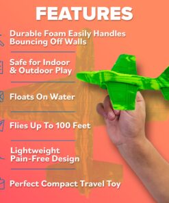 Foam Airplanes - Kids Stocking Stuffers for Kids All Ages 4 5 6 7 8 9 10 11 - Best Toy Gift Boy Stocking Stuffer Gifts Party Favors - Easter Basket for Kids - EVA Foam Air Plane Gift Idea for Kids Green 13 81yxBdqcPoL