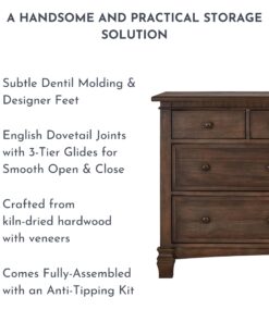Evolur Cheyenne and Santa Fe Double Dresser, Antique Brown, 54x33x20.3 Inch (Pack of 1) 54x33x20.3 Inch (Pack of 1) English 18 81yxpNewY3L
