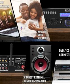 Pyle Wireless Microphone Power Amplifier System - 200W Dual Channel Sound Audio Stereo Karaoke Speaker Receiver w/USB, AUX, Microphone in w/Echo, Radio,Home Theater via RCA, Studio Use PDA8BUWM.5 11 81yysw3VBsL